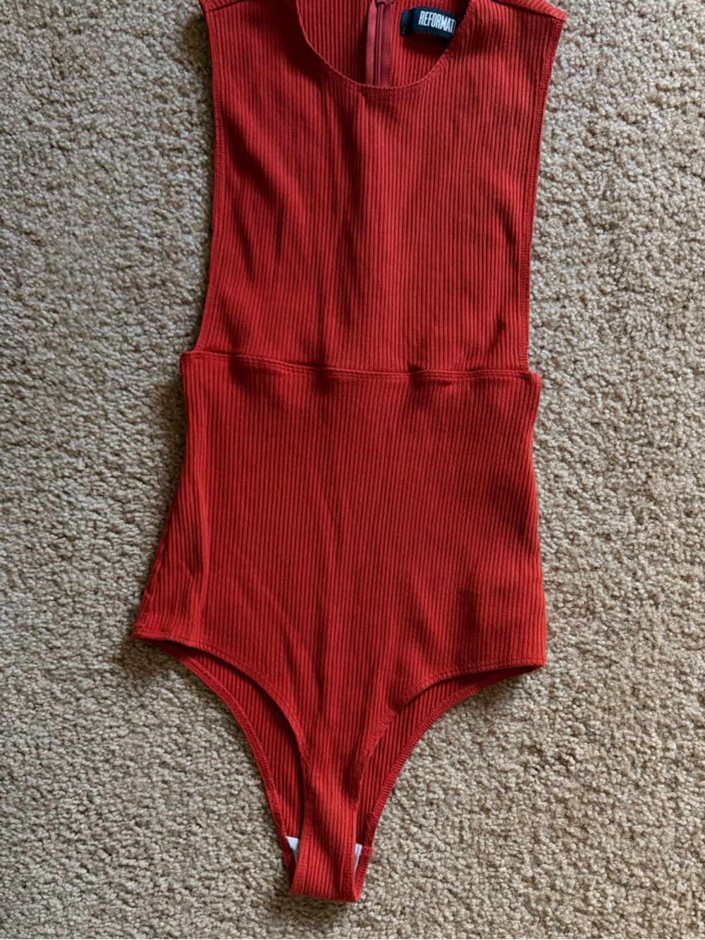 Reformation Ribbed Rust-Red One-Piece - Picture 1 of 2